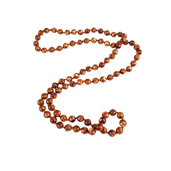 Handcrafted Pietersite Chalcedony Bead Necklace With Natural Brown Tones - Picture 1 of 6